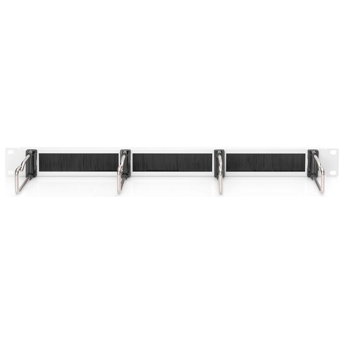 Digitus Pannello di Gestione Cavi 1he con Guarnizione a Spazzola 4 Anelli in Acciaio 40x75mm Grigio Ral 7035
