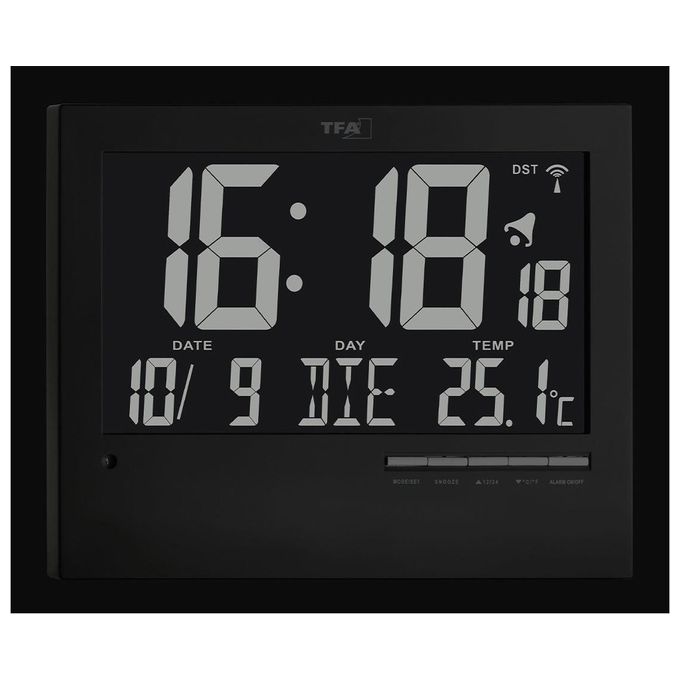 Tfa-Dostmann Orologio a Parete Radiocontrollato Nero