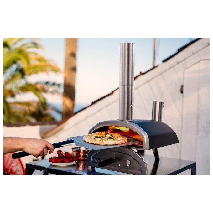 Ooni UU-P0AD00 Fyra 12 Forno per pizza portatile a pellet con pietra refrattaria in cordierite 500 °C in 15 minuti (72.6x74.2x39.4 cm) colore Nero