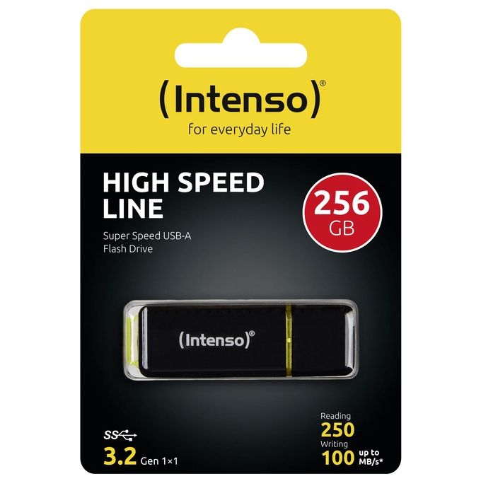 Intenso High Speed Line Unita' Flash Usb 256Gb Usb Tipo A 3.2 Gen 1 Nero-Giallo