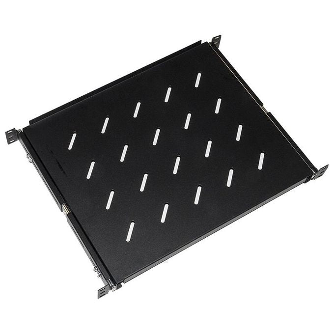Link ripiano universale per armadio rack estraibile su binari telescopici 1 unita' nero 350mm.