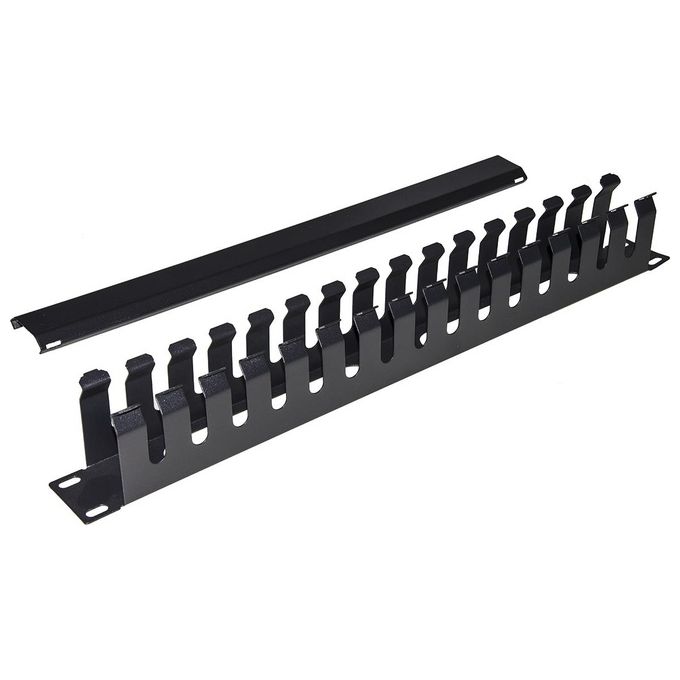 Link pannello guidacavi per armadi rack 19 1u a gabbia nero 483x42x70 mm in metallo