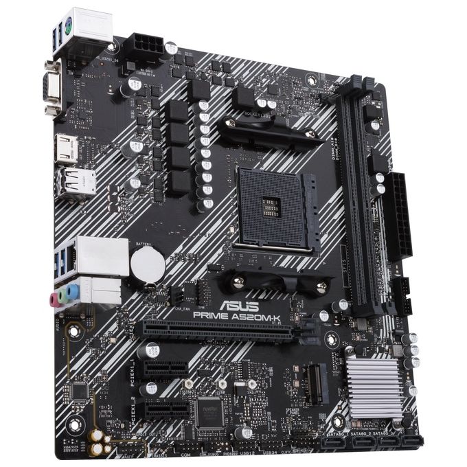 ASUS PRIME A520M-K, scheda madre AMD A520 (Ryzen AM4) micro ATX con slot M.2, 1 Gb Ethernet, HDMI-D-Sub, SATA 6 Gbps, USB 3.2 Gen 1 Type-A