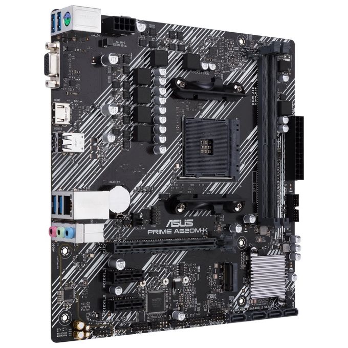 ASUS PRIME A520M-K, scheda madre AMD A520 (Ryzen AM4) micro ATX con slot M.2, 1 Gb Ethernet, HDMI-D-Sub, SATA 6 Gbps, USB 3.2 Gen 1 Type-A