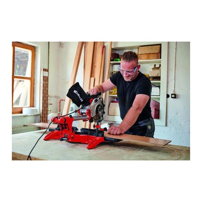 Einhell 4300390 TC-SM 2131-1 Dual Troncatrice Radiale a Trazione 1800 W 4900 min-1 lama 210 mm metallo duro laser integrato