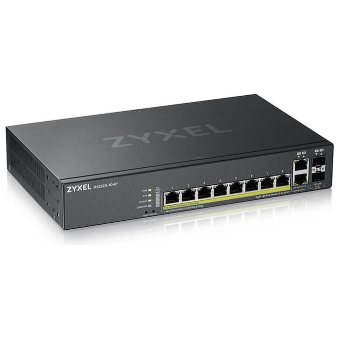 Zyxel GS2220-10HP-EU0101F Switch di Rete Gestito Layer 2 10 Porte Gigabit Ethernet 8 Porte PoE Budget 180 W colore Nero