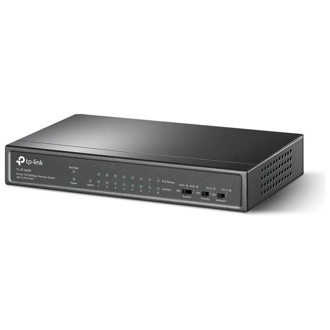 TP-Link TL-SF1009P Switch Non Gestito 9 Porte Fast Ethernet con 8 Porte PoE+ colore Nero