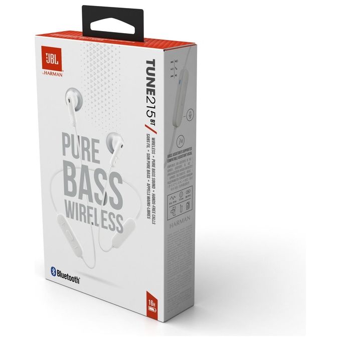 JBL JBLT215BTWHT Tune 215 Auricolari In-Ear Wireless Bluetooth 5.0 16h autonomia colore Bianco