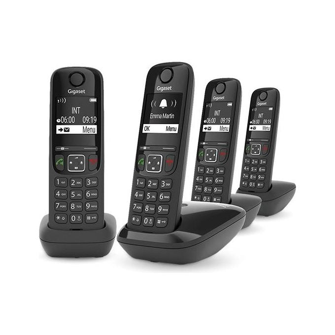Gigaset AS690 Duo Coppia Cordless Display 2'' Vivavoce Rubrica Nero