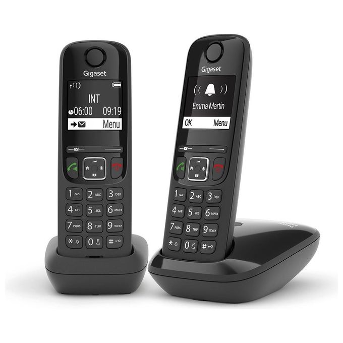 Gigaset AS690A Duo Coppia Cordless Display 2'' Vivavoce Rubrica Segreteria Nero