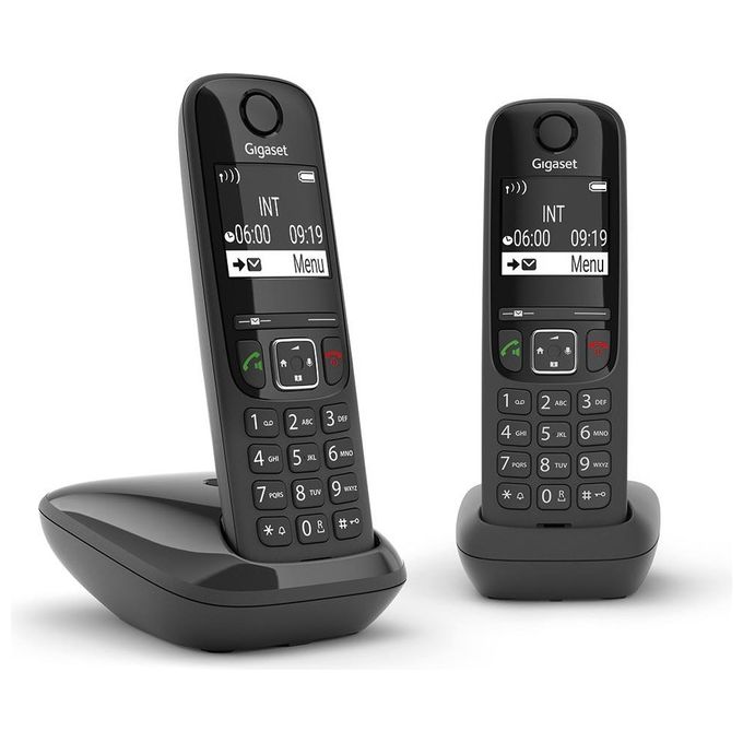 Gigaset AS690A Duo Coppia Cordless Display 2'' Vivavoce Rubrica Segreteria Nero