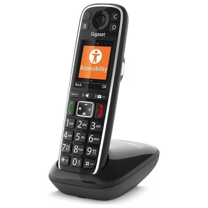 Gigaset E720 Cordless DECT Senior Display 2.2'' Bluetooth 4.2 Vivavoce Rubrica 200 Tasti Grandi Funzione SOS colore Nero