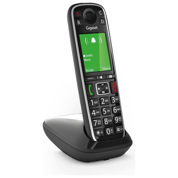 Gigaset E720 Cordless DECT Senior Display 2.2'' Bluetooth 4.2 Vivavoce Rubrica 200 Tasti Grandi Funzione SOS colore Nero