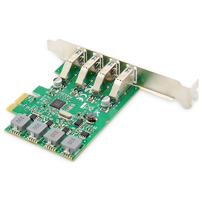 Digitus DS-30226 Scheda PCIe 4 Porte USB 3.0 SuperSpeed 5 Gbps Chipset VL805 Low Profile Plug and Play colore Verde