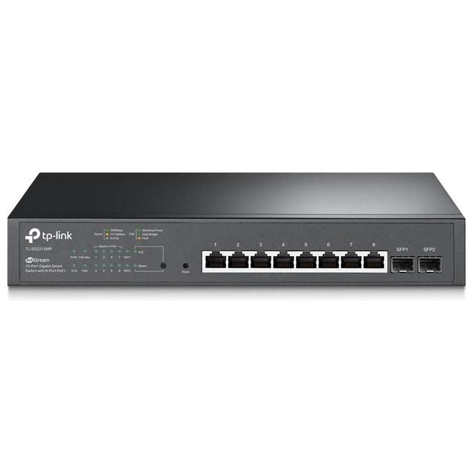 TP-Link TL-SG2210MP Omada Switch Gestito L2 L2+ 10 Porte Gigabit 8 PoE+ 2 SFP 150W Budget PoE 20 Gbps colore Nero
