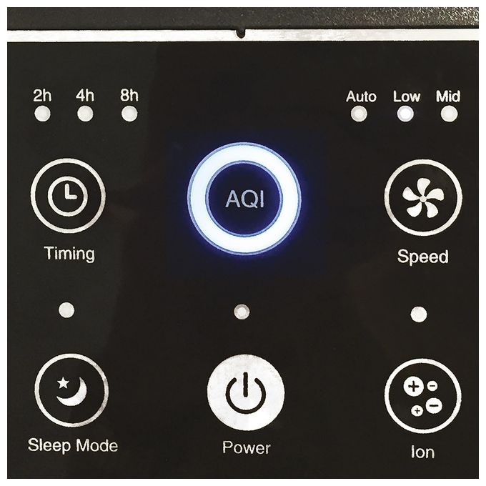 Argo Pury - Purificatore d'aria per ambienti fino a 30 m², filtrazione multistrato con HEPA 13, 60 dB, 3 velocita', timer e maniglia per il trasporto, Bianco-Nero