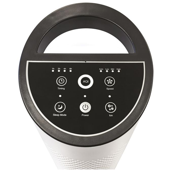 Argo Pury - Purificatore d'aria per ambienti fino a 30 m², filtrazione multistrato con HEPA 13, 60 dB, 3 velocita', timer e maniglia per il trasporto, Bianco-Nero