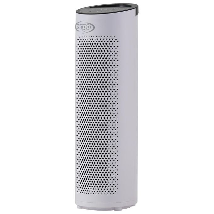 Argo Pury - Purificatore d'aria per ambienti fino a 30 m², filtrazione multistrato con HEPA 13, 60 dB, 3 velocita', timer e maniglia per il trasporto, Bianco-Nero