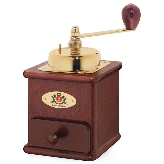 Zassenhaus 040029 Brasilia Macinacaffe' Manuale in Legno di Faggio con Macina in Acciaio Battuto Regolazione Continua della Macinatura Capacita' 50 g colore Mogano