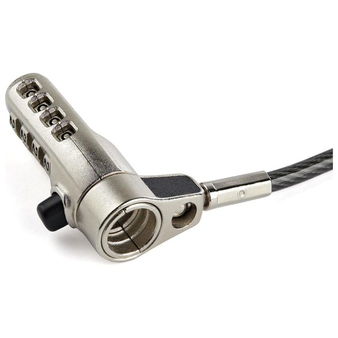 StarTech LTULOCK4D Cavo di Sicurezza per Laptop 3 in 1 con Serratura a Combinazione 4 Cifre Cavo in Acciaio Intrecciato 2m colore Grigio