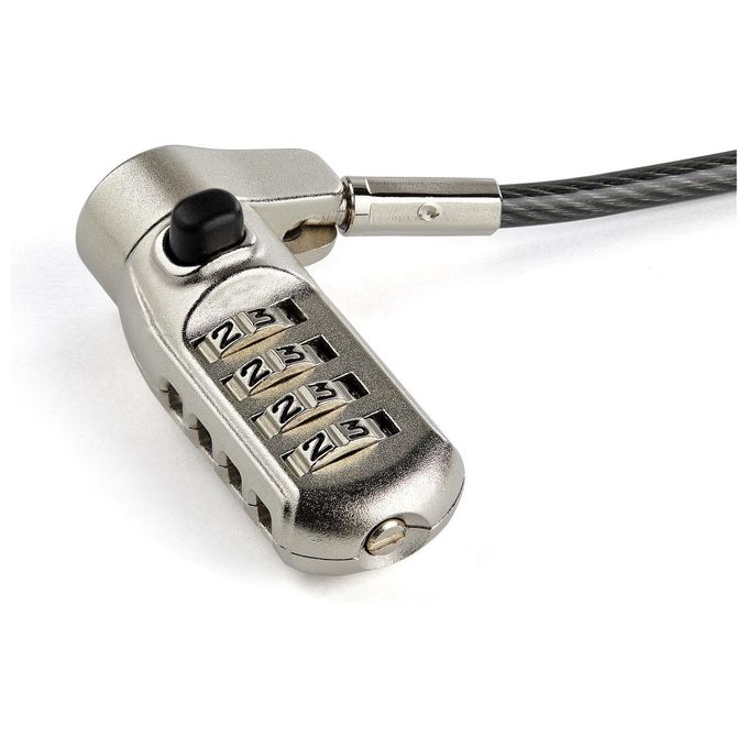 StarTech LTULOCK4D Cavo di Sicurezza per Laptop 3 in 1 con Serratura a Combinazione 4 Cifre Cavo in Acciaio Intrecciato 2m colore Grigio
