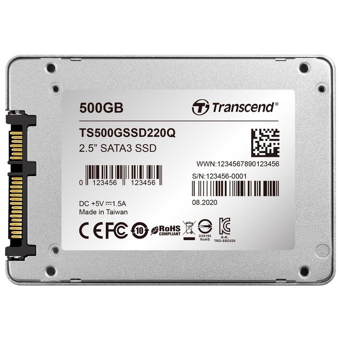 Transcend TS500GSSD220Q SSD220Q SSD Interno 2.5'' SATA III 500 GB 550 MB-s QLC 3D NAND