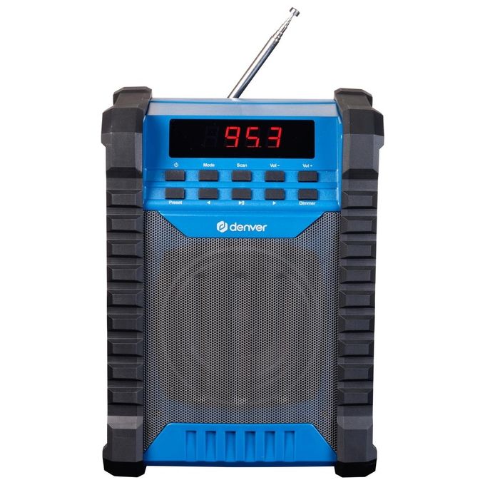 Denver WRB-60 Radio da lavoro con FM Bluetooth batteria ricaricabile IP54 colore Blu Grigio