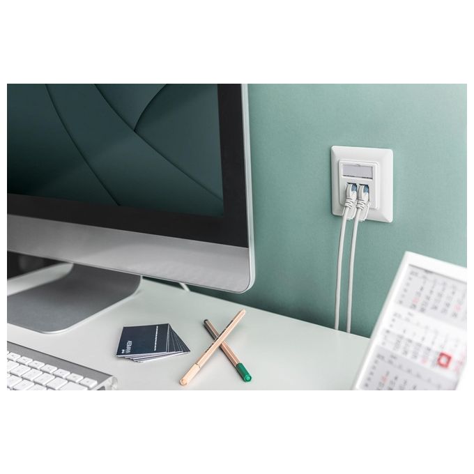 Digitus DN-93615-2 Modulo Keystone CAT 6A Schermato RJ45 LSA 500 MHz 10GBase-T PoE installazione senza attrezzi 2 pz colore Argento