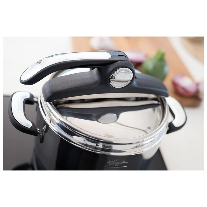Lagostina 012019010707 Novia Vitamin Pentola a Pressione 7 L Acciaio Inox 18-10 Diametro 22 cm Adatta a Tutti i Piani di Cottura Inclusa Induzione con 6 Sistemi di Sicurezza e Valvola a 2 Pressioni colore Acciaio