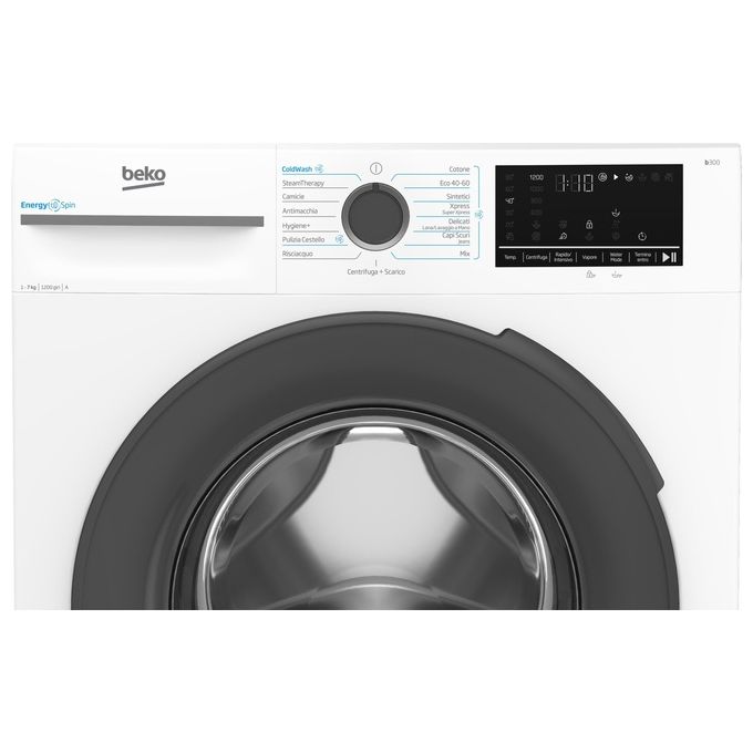 BEKO BMWSU4721A Lavatrice carica frontale Slim 7 Kg Classe a Profondita' 50 cm Centrifuga 1200 giri Inverter Vapore EnergySpin colore Bianco
