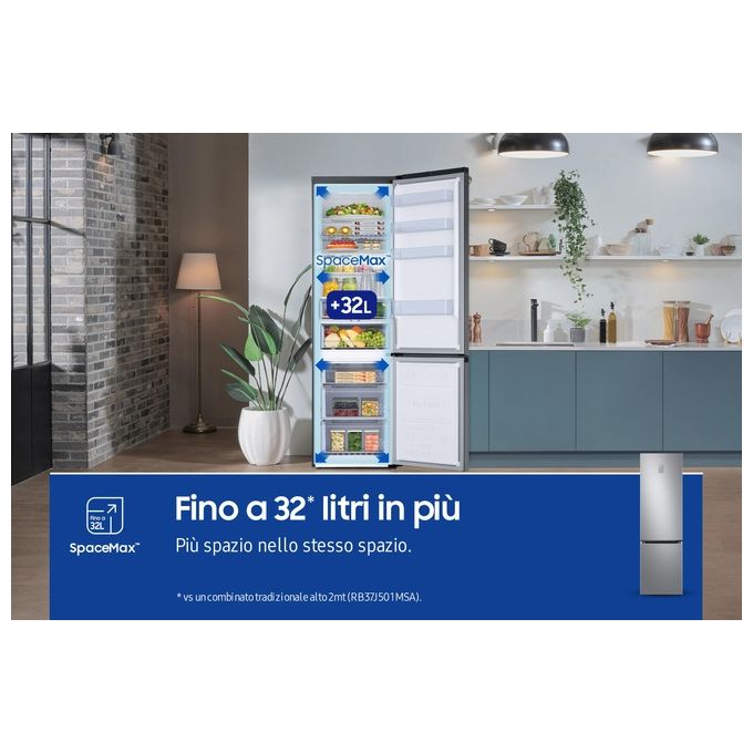 Samsung RB38C676CS9 EcoFlex AI Frigorifero Combinato 390 L 203 cm Classe C 35 dB No Frost WiFi colore Metal Inox