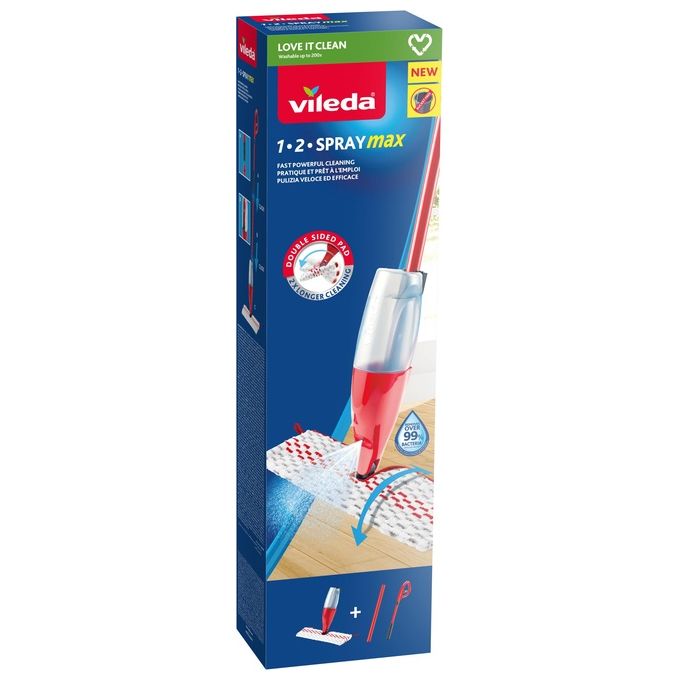 Vileda 1-2 Spray Max Sistema Lavapavimenti Spray con Panno in Microfibra