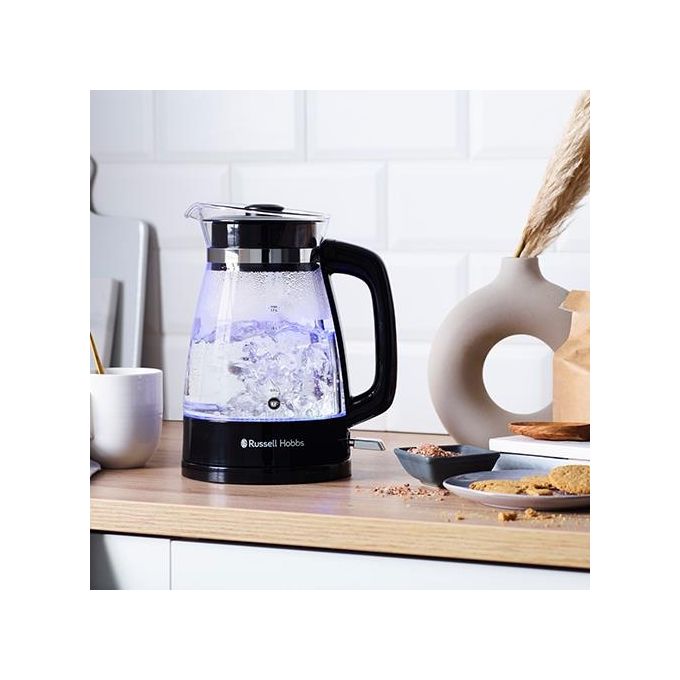 Russell Hobbs 26080-70 Classic Glass Bollitore Elettrico 1.7 L 2400 W Illuminazione Blu Base Girevole 360° Filtro Anticalcare colore Nero