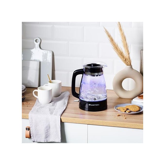 Russell Hobbs 26080-70 Classic Glass Bollitore Elettrico 1.7 L 2400 W Illuminazione Blu Base Girevole 360° Filtro Anticalcare colore Nero