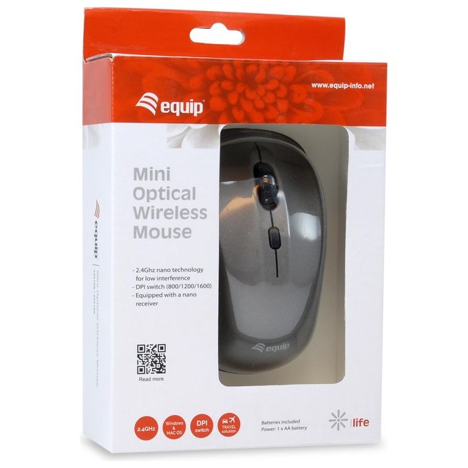 Conceptronic Mini Optical Wireless Mouse 1600DPI Grigio