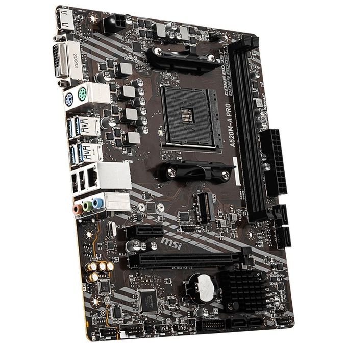 MSI 7C96-001R A520M-A PRO Scheda Madre AMD AM4 DDR4 fino a 64GB M.2 PCIe 3.0 HDMI DVI-D colore Nero