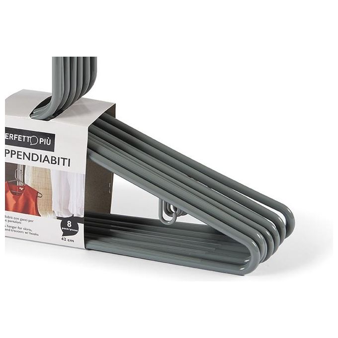 Perfetto Attaccapanni Plastica 8 Pezzi Cenere