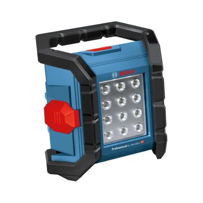 Bosch Professional 0601446700 GLI 18V-1200 C Luce da cantiere a LED 1200 lumen IP64 2 livelli di luminosita' 5 posizioni d'appoggio colore Nero Blu