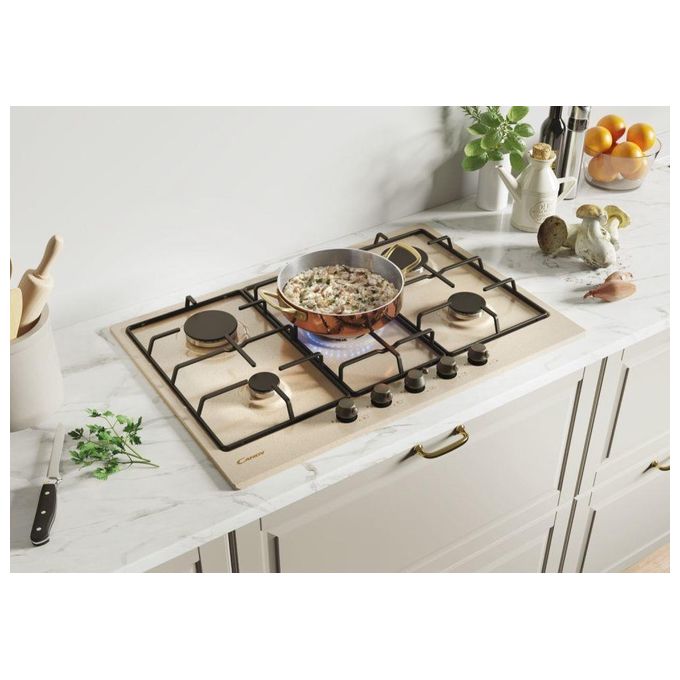 Candy CHW7AV4WGT Piano Cottura a Gas 74 cm 5 Zone Avena