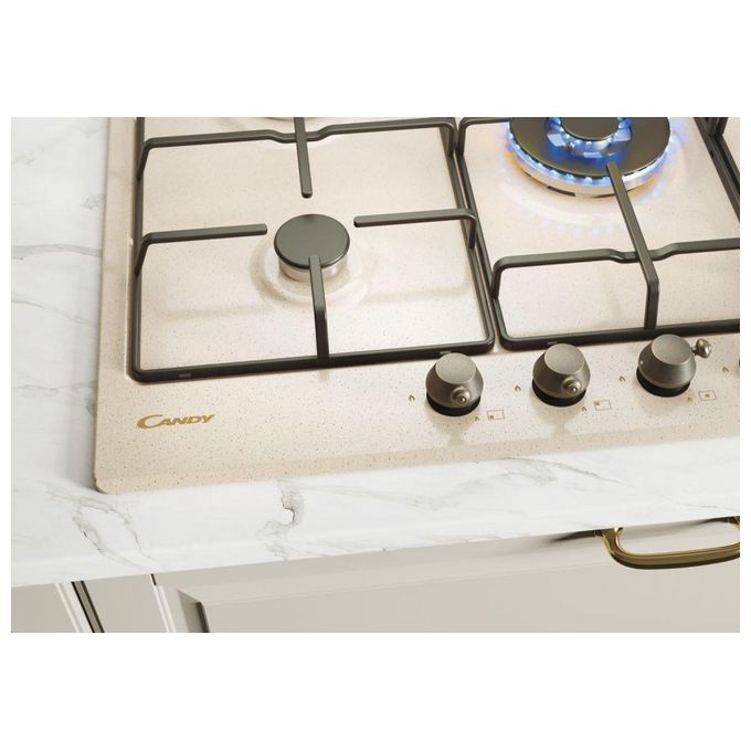 Candy CHW7AV4WGT Piano Cottura a Gas 74 cm 5 Zone Avena