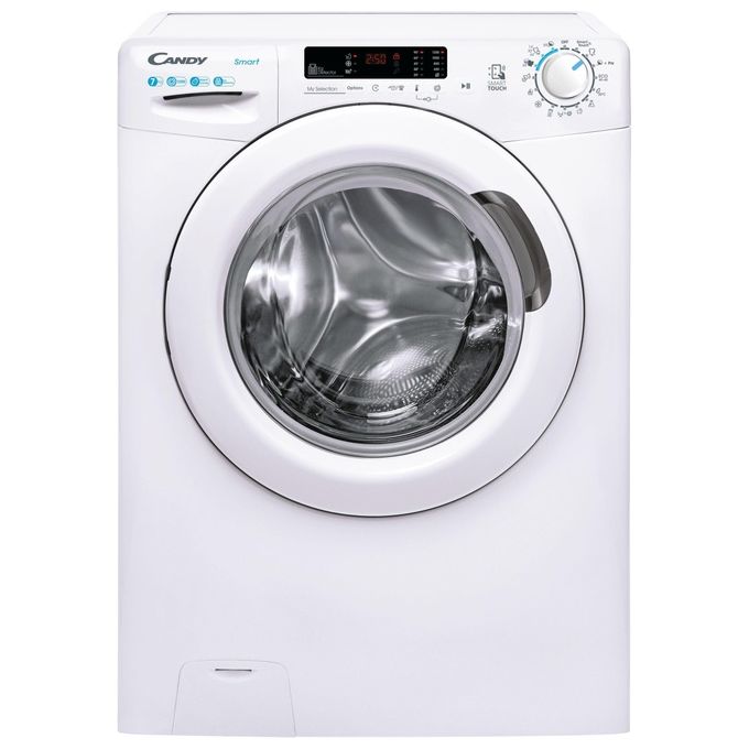 Candy CS4 1272DE-1-S - Lavatrice Slim a Carica Frontale 7 kg, 1200 rpm, Classe Energetica D, 16 Programmi con Kilo Detector e Controllo Remoto NFC (85×60×45 cm), Colore Bianco