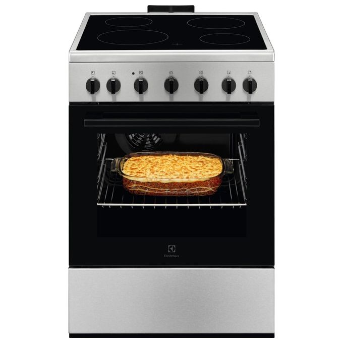 Electrolux LKR620066X Cucina Elettrica Libera Installazione Piano Vetroceramica 4 Fuochi 57 L Forno Ventilato Classe A (60x60x86 cm) colore Nero Inox