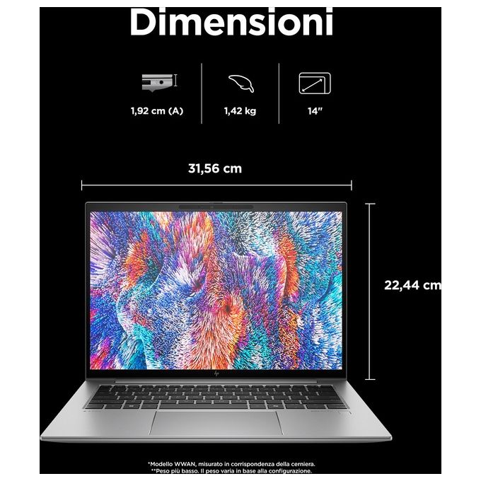 HP A3YZ7ET ZBook Firefly G11 Notebook 14'' AMD Ryzen 7 8840HS 16 GB RAM DDR5 512 GB SSD NVMe Wi-Fi 6E 4G LTE Windows 11 Pro
