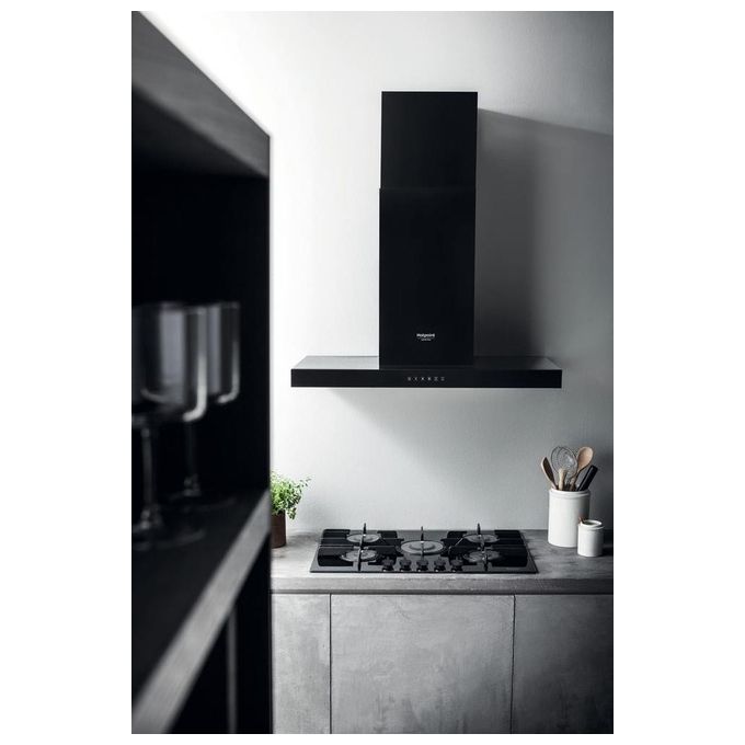 Hotpoint Ariston FTGHG 751 D-HA(BK) Piano Cottura a Gas in Vetro Temperato 5 Fuochi Griglie in Ghisa 75 cm Nero