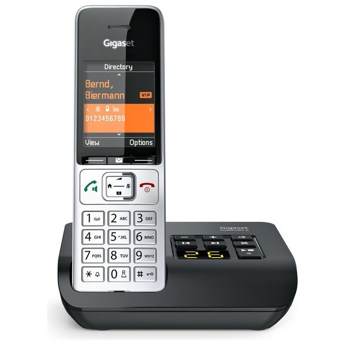 Gigaset S30852-H3023-B101 COMFORT 500A Telefono Analogico-DECT con Vivavoce Schermo TFT 2,2 Pollici Rubrica 200 Voci colore Nero-Argento