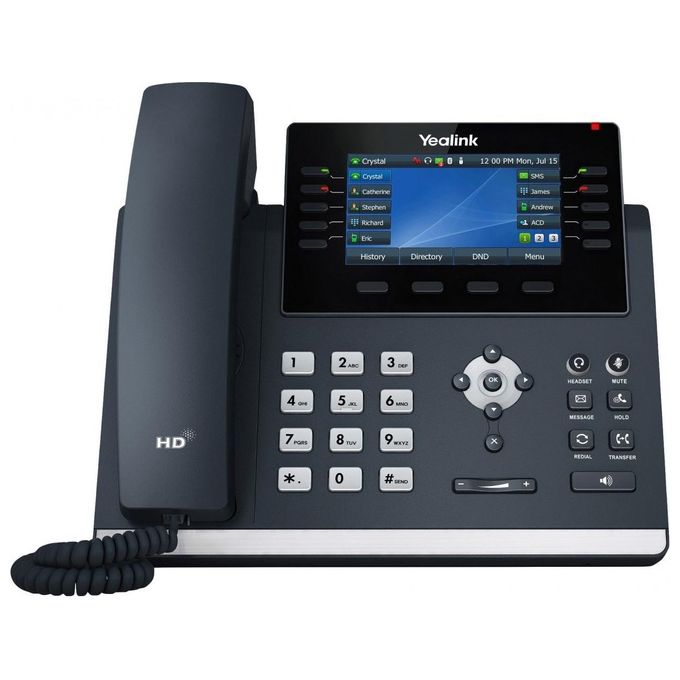 Yealink 1301203 SIP-T46U Telefono IP 16 Account SIP Gigabit Ethernet Wi-Fi Bluetooth PoE Display 4.3'' colore Grigio