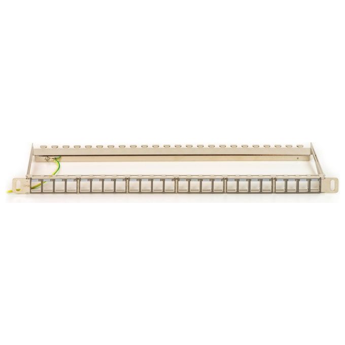 Link Pannello Patch Vuoto in Metallo con Barra Supporto Posteriore 1-2 Unita' per Connettori Schermati con Presa a Terra Viti Incluse
