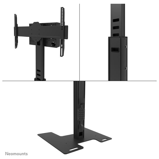 Neomounts FL45S-825BL1 Supporto da pavimento per TV 37-75'' Regolabile in Altezza 104-157 cm con Gestione Cavi e Piastra di Sicurezza colore Nero