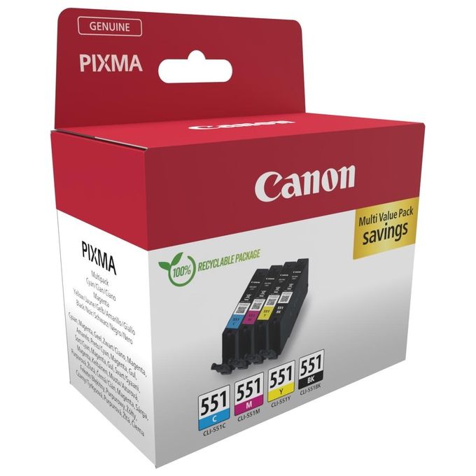 Canon 6509B016 Cartuccia Inkjet Multipack Originale Nero Ciano Magenta Giallo colore Nero Ciano Magenta Giallo