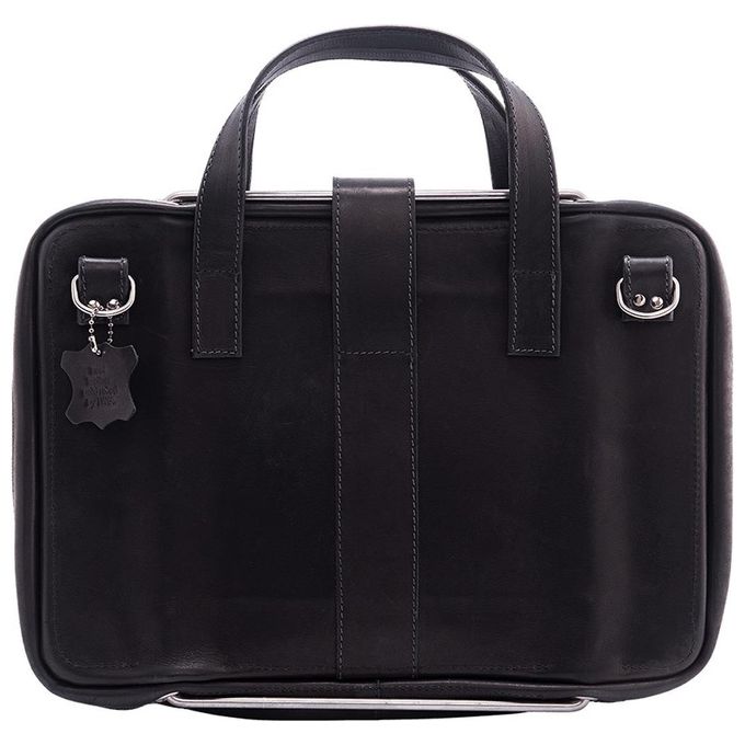 R-Go Tools RGOAVLAPBL Borsa per laptop R-Go Viva in pelle pieno fiore con supporto integrato ergonomico per laptop fino a 15.6'' colore Nero